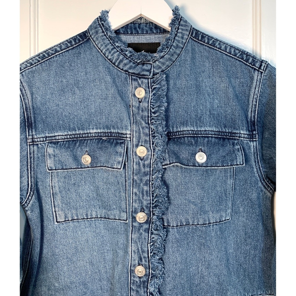 Hudson Jeans Blue Denim M Utility Romper Drawstring Ruffle Collar Long Sleeves - Picture 5 of 16